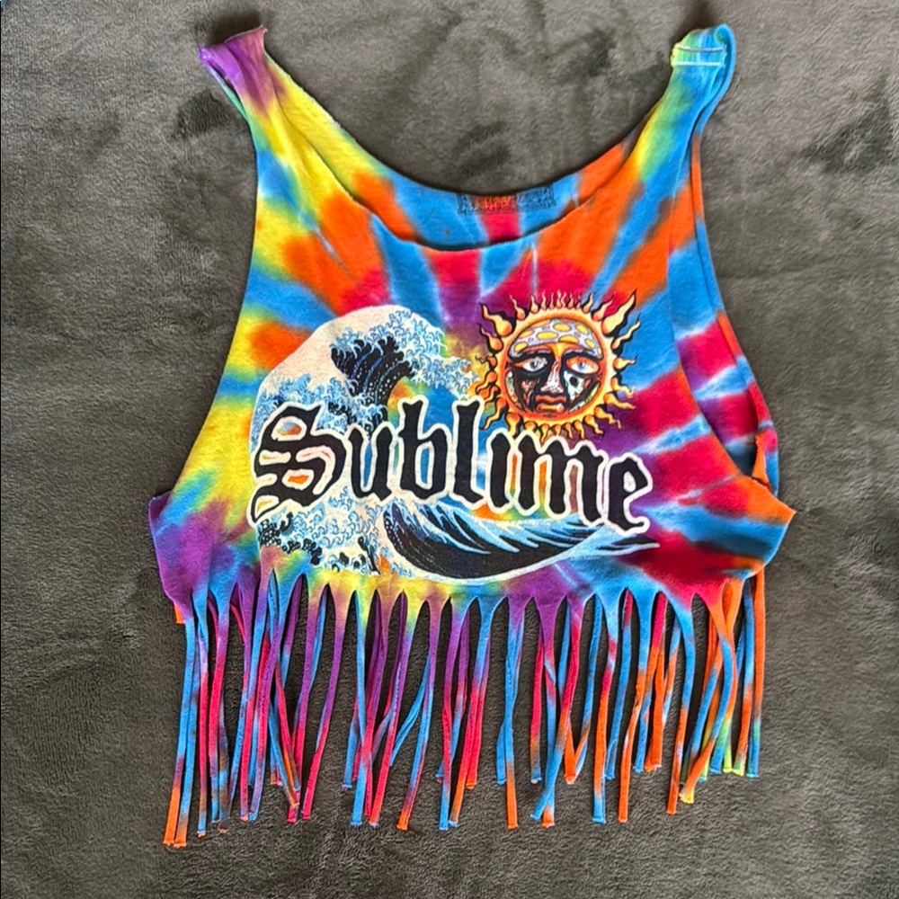 Sublime Tie-Dye Fringe Crop Top